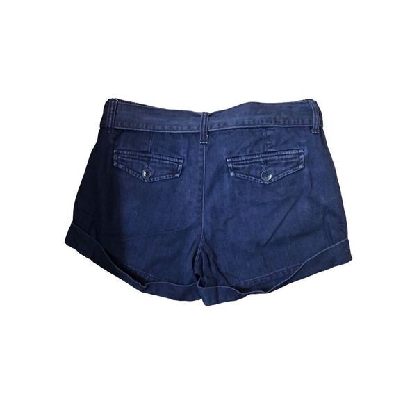 American Eagle blue denim cotton belted cuffed shorts with side pockets size 2 - Picture 4 of 11